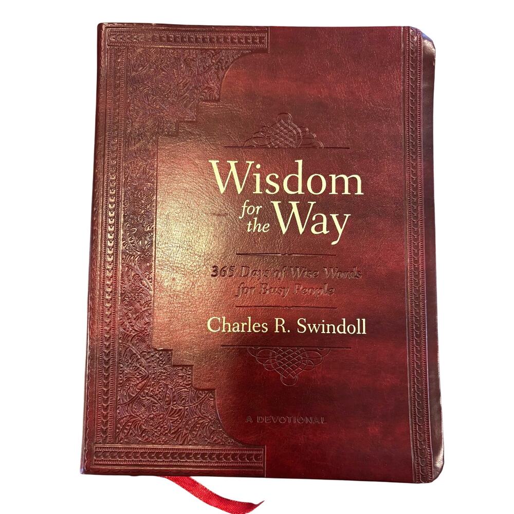 Wisdom for the Way Charles Swindoll 365 Day Devotional Burgundy LeatherSoft Book